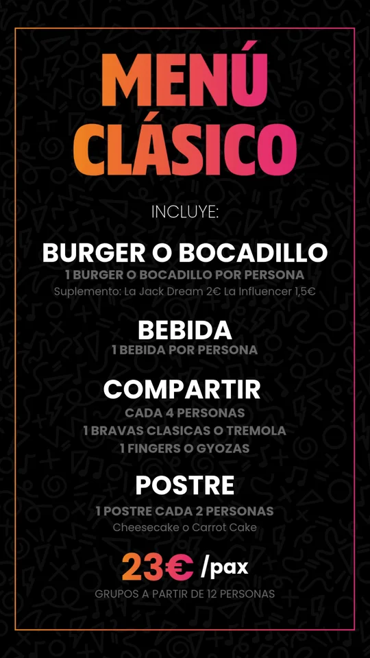 Cartel del menú clásico